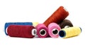 Coils of colored thread on a white background Royalty Free Stock Photo