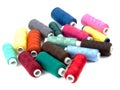 Coils of colored thread on a white background Royalty Free Stock Photo