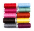 Coils of colored thread on a white background Royalty Free Stock Photo