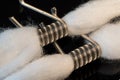 Coils and cotton for rda vaping with black background Royalty Free Stock Photo