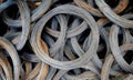 Coils of old galvanized wires with traces of rust Royalty Free Stock Photo