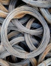 Coils of old galvanized wires with traces of rust Royalty Free Stock Photo