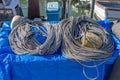 Coils of rope at harbourside, Mikawa, Japan Royalty Free Stock Photo