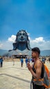 COIMBATORE , INDIA - March 20, 2021: Adiyogi Shiva Statue - People Are Visiting And Praying Lord Shiva Statue in Isha Yoga. Royalty Free Stock Photo