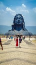 COIMBATORE , INDIA - March 20th 2021: Adiyogi Shiva Statue - People Are Visiting And Praying Lord Shiva Statue in Isha Yoga. Royalty Free Stock Photo