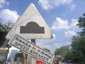 Coimbatore,India-15.02.2023: street signal board of speed breaker board