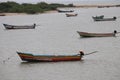 `Coimbatore,Tamil Nadu/India-14.05.2021: Group of Fishing Boats on a Pondicherry Beach`