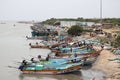 Coimbatore, Tamil NaduIndia-15.07.2021:Group of fishing Boards near Pondicherry Beach