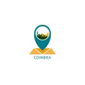 Coimbra city map pin point vector logo