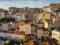 Colored facades of the houses of Coimbra, roman city located on a hill by the Mondego River, Portugal Royalty Free Stock Photo