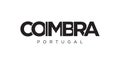 Coimbra in the Portugal emblem. The design features a geometric style, vector illustration with bold typography in a modern font.