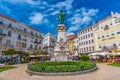 COIMBRA, PORTUGAL, MAY 20, 2019: Monument to Joaquim AntÃÂ³nio de Aguiar at Portagem square at Coimbra, Portugal