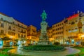 COIMBRA, PORTUGAL, MAY 20, 2019: Night view of monument to Joaquim AntÃÂ³nio de Aguiar at Portagem square at Coimbra, Portugal