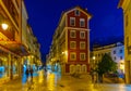 COIMBRA, PORTUGAL, MAY 20, 2019: Night view of people strolling through boulevard Ferreira Borges at central Coimbra, Portugal Royalty Free Stock Photo