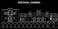 Coimbra silhouette skyline. Portugal - Coimbra vector city, portuguese linear architecture, buildings. Coimbra travel