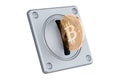 Coin Acceptor with bitcoin, 3D rendering