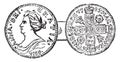 Coin of Anne, vintage illustration