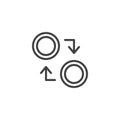 Coin with arrows outline icon