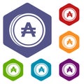 Coin austral icons set