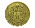 50 Avos coin, 1887-1999 - Portugese Colony, Bank of Macao Royalty Free Stock Photo