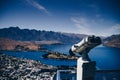 Coin binocular on balcony above picturesque view Royalty Free Stock Photo