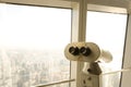 Coin binoculars at Sky Walk Observatory on floor 94 of the Shanghai World Finance Centre SWFC, Shanghai