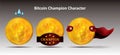 Coin. bitcoin cryptocurrency. Bitcoin character design. for illustration of digital business. champion business character