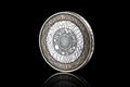 Coin. British two pound coin isolated on black background Royalty Free Stock Photo
