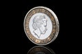 Coin. British two pound coin isolated on black background Royalty Free Stock Photo