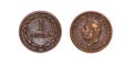 Coin 1 centavo. 1959 year. Salvador Royalty Free Stock Photo