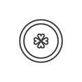 Coin with clover outline icon