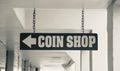 Coin and Collectible Shop in Black and White