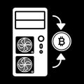 Coin, computer, bitcoin solid icon. vector illustration isolated on black. glyph style design, designed for web and app Royalty Free Stock Photo