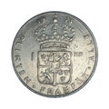 COIN 1 CORONA 1973 SWEDEN GUSTAF VI ADOLF SVERIGES KONUNG Royalty Free Stock Photo