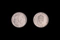 Coin 1 crown on a black background, close-up. Carl XVI Gustav. Sweden. 1980 Royalty Free Stock Photo