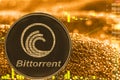 Coin cryptocurrency bittorrent btt on golden chart.