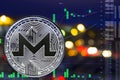 Coin cryptocurrency Monero on night