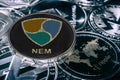 Coin cryptocurrency NEM against the main alitcoins. Royalty Free Stock Photo