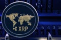 Coin cryptocurrency XRP against the numbers of the arithmometer.