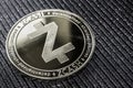 The coin cryptocurrency zcash for closeup. ZEC.