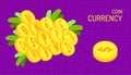 The coin currency. beautiful color purple background. illustration eps10