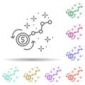 Coin dollar chart multi color icon. Simple thin line, outline vector of managment icons for ui and ux, website or mobile Royalty Free Stock Photo