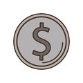 Coin dollar isolated icon Royalty Free Stock Photo