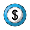 Coin dollar isolated icon Royalty Free Stock Photo