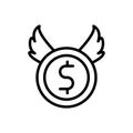 coin dollar wings icon. Simple line, outline vector elements of bankruptcy icons for ui and ux, website or mobile application