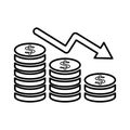 Coin Down,Loss Icon In Line Style Royalty Free Stock Photo