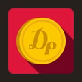 Coin drachma icon, flat style