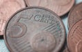 Coin 5 euro cents close up Royalty Free Stock Photo