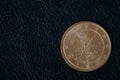 Coin in five euro cents on a dark background Royalty Free Stock Photo