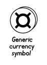 Coin with generic currency symbol sign